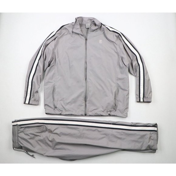 Vintage Nike Challenge Court Mens XL Striped Tennis 2 Piece Track Suit Gray